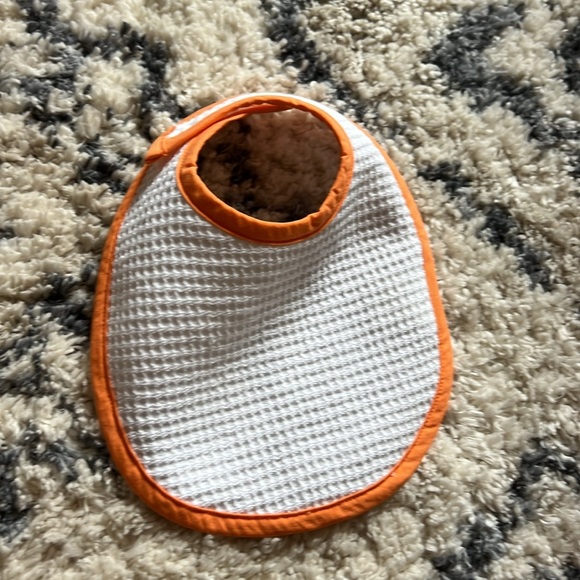Mark & Graham Waffle Weave Baby Bibs ~Lot of 2 in Package - orange and white - Picture 5 of 14